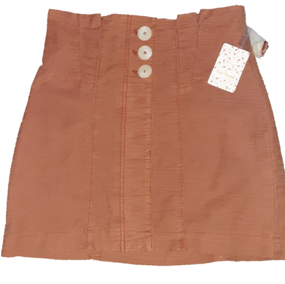 FP Terra Cotta button up miniskirt orange size 6 - Picture 2 of 4